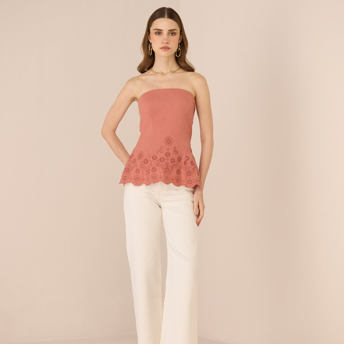 Kaia Top | Coral Pink Relaxed Summer Top by Calling June