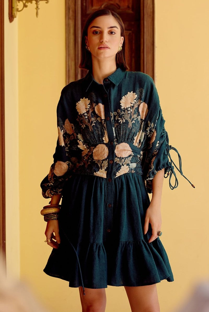 Amyra Linen Mini Dress - Calling June India