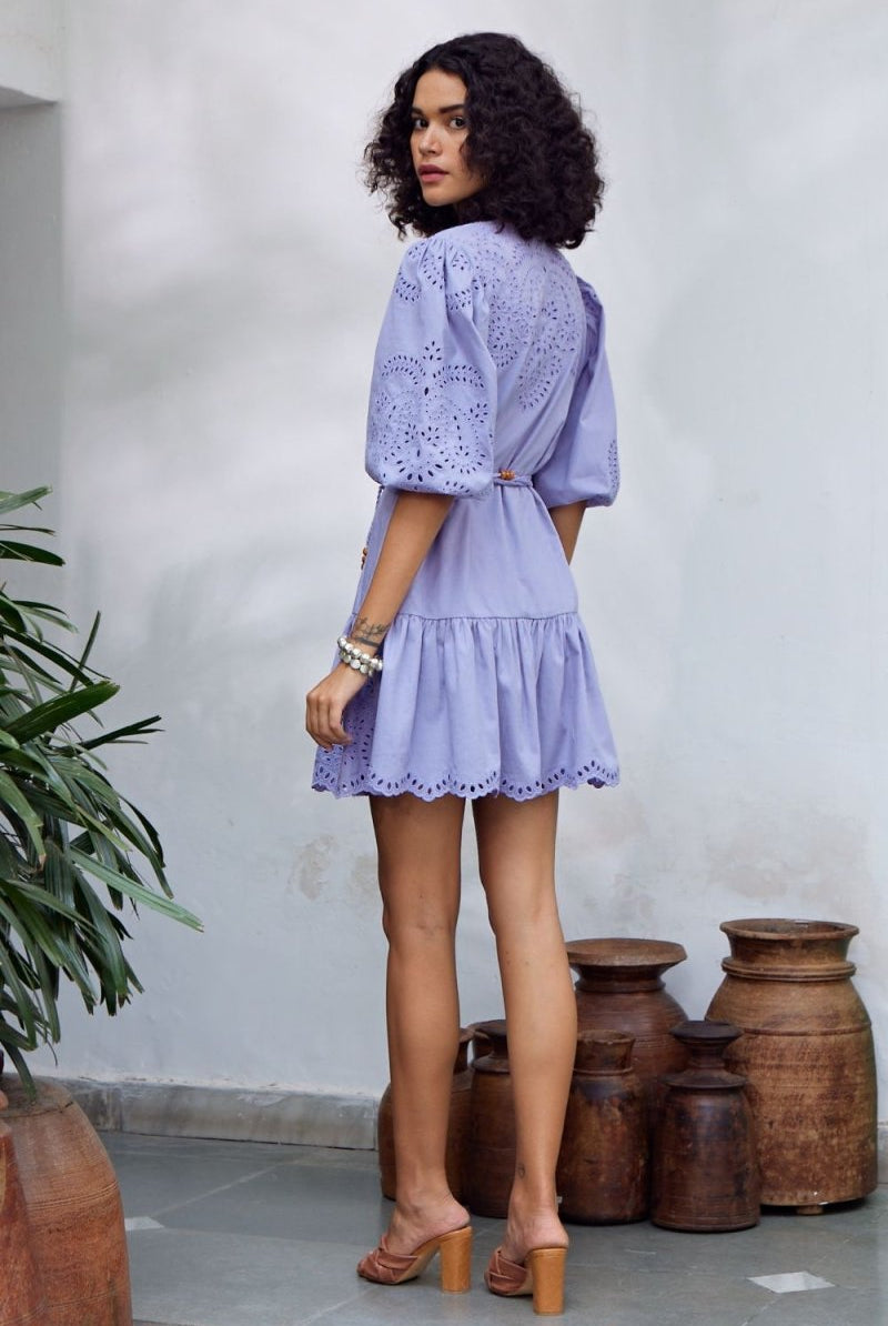 Clarkia Lilac Mini Dress - Calling June India