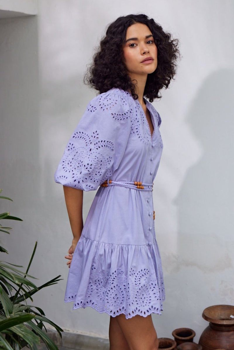 Clarkia Lilac Mini Dress - Calling June India