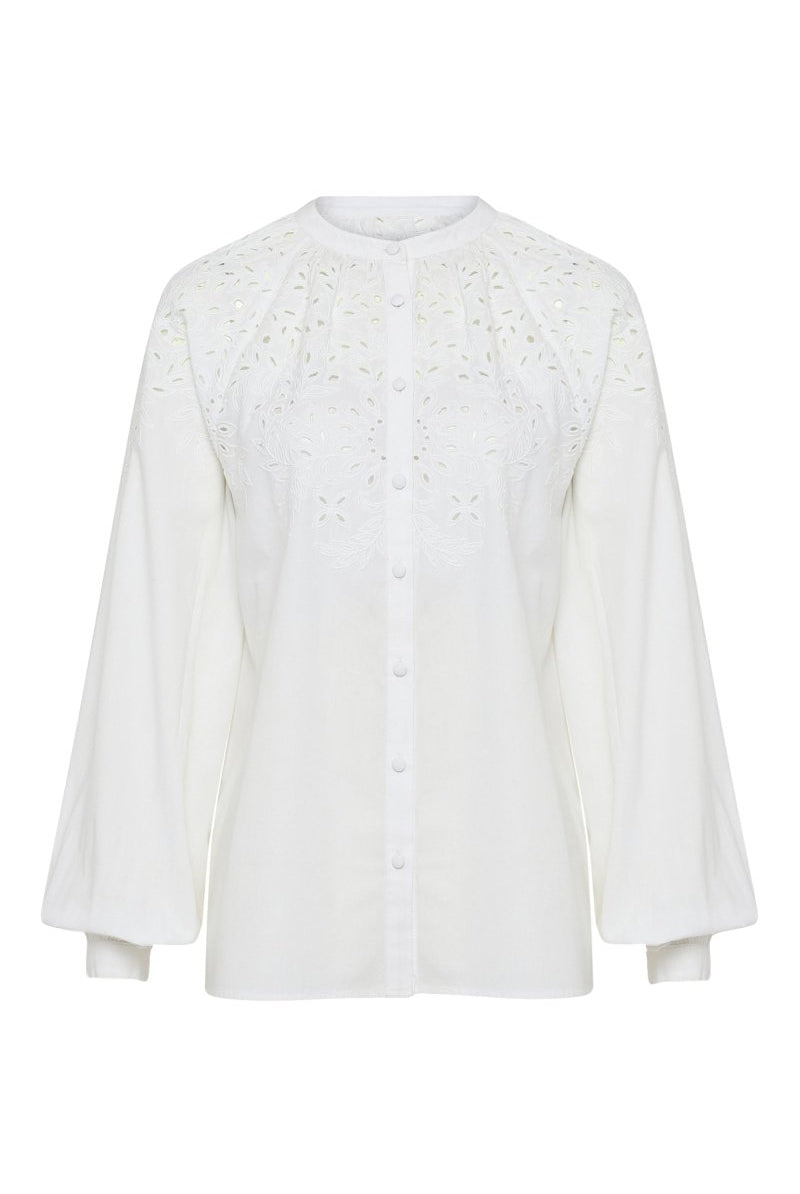 Khushnaz Ashdin Turner In Our Organic Cotton White Embroidered Top & Skirt Set - Calling June India