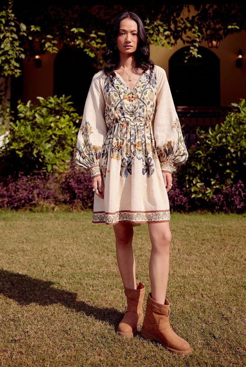 Linear Linen Printed Dress - Calling June India