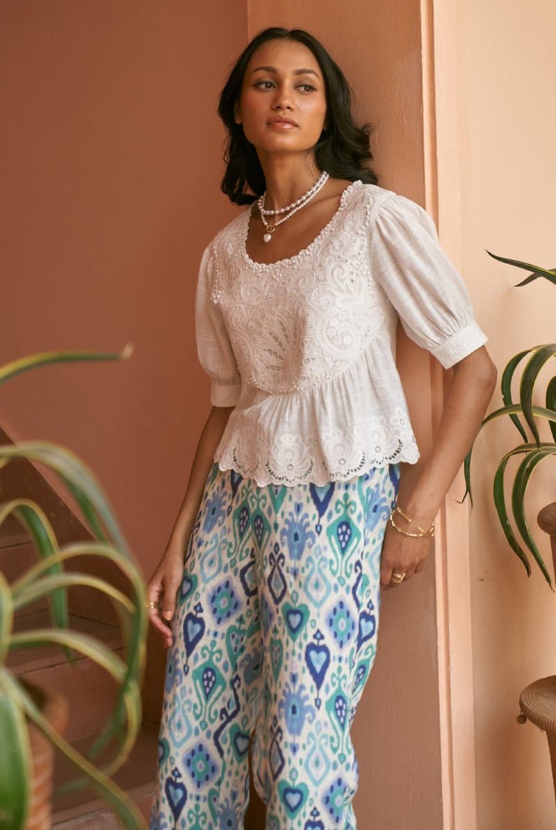 Lotus Embroidered Blouse - Calling June India