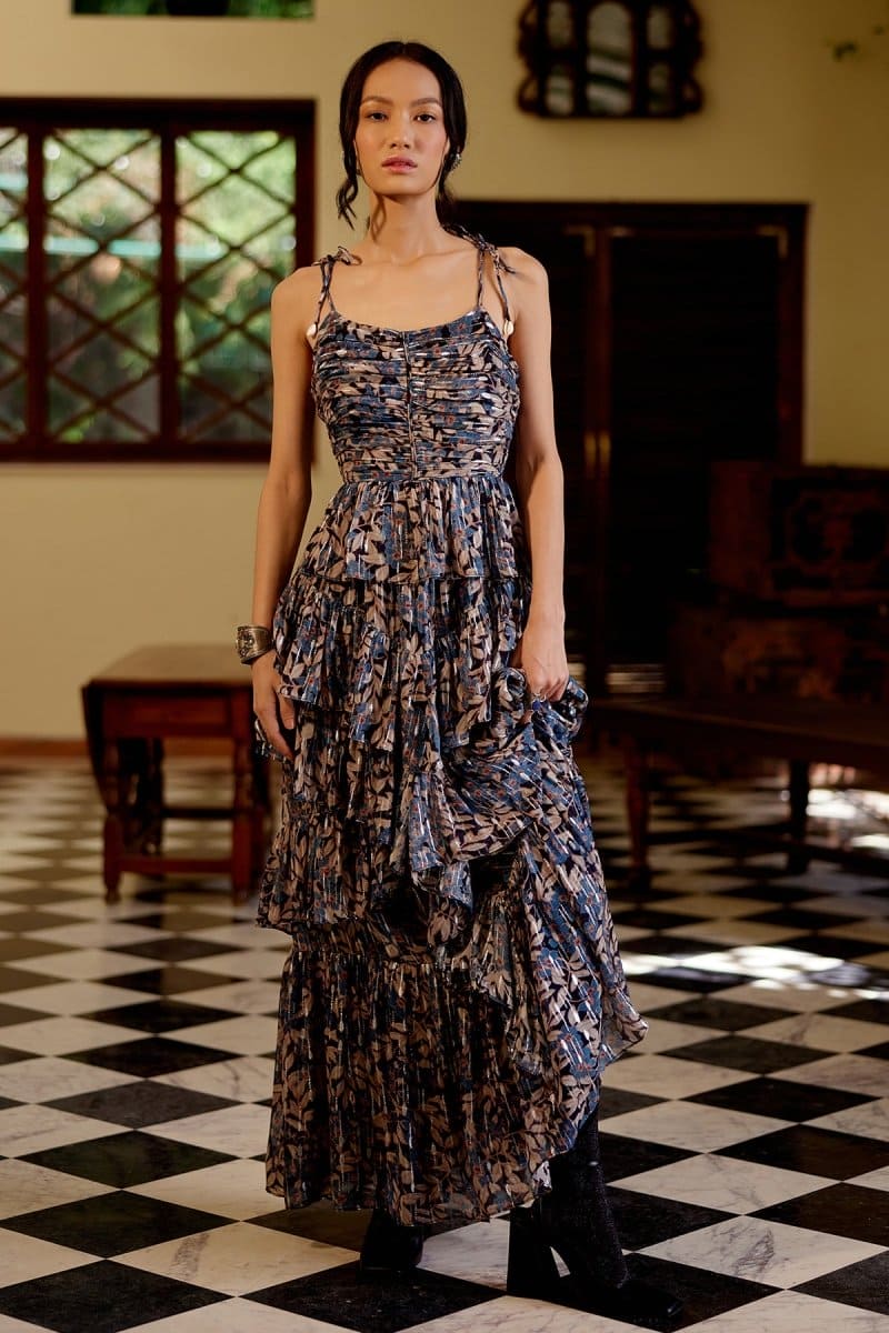 Maia Printed Long Dress - Calling June India