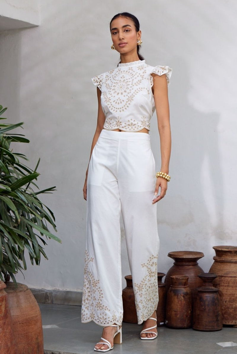 Romneya White Embroidered Co-Ord Set - Calling June India