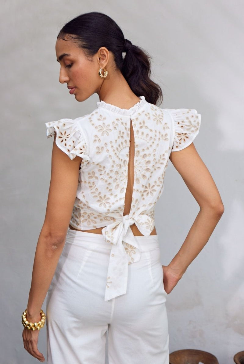 Romneya White Embroidered Co-Ord Set - Calling June India
