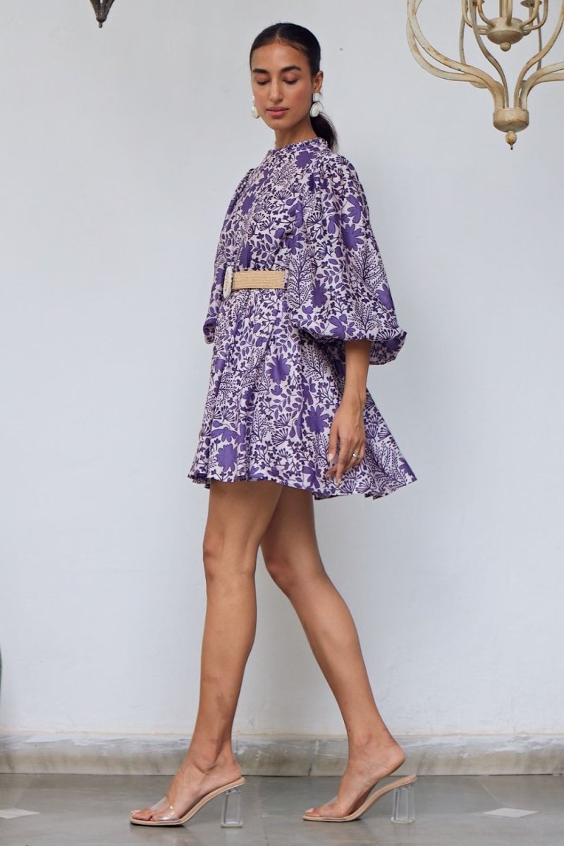 Salvia Silk Mini Dress - Calling June India